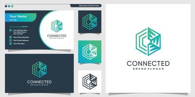 Connect logo design with creative abstract concept Premium Vector