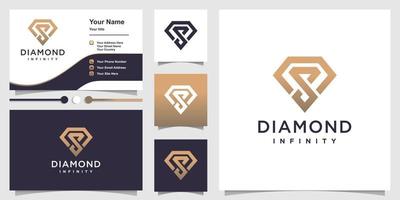Diamond logo design vector with creative infinity concept Premium Vector