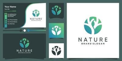 Tree logo design with creative abstract concept Premium Vector