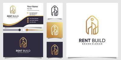 Building rent logo design with line art concept Premium Vector