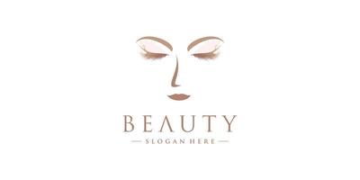 diseño de logotipo de mujer de belleza con vector premium de concepto único y simple