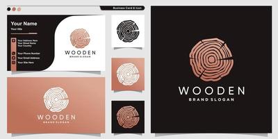 Wooden logo design with creative abstract concept Premium Vector