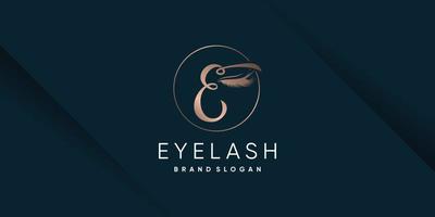 Eyelash logo with letter E style Premium Vector