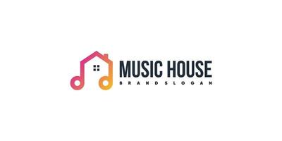 Music logo design with creative element house concept Premium Vector