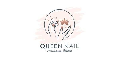 Queen nail vector icon logo design with modern unique style Premium Vector