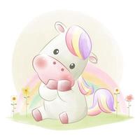 Cute unicorn pony cartoon illustration