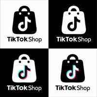 logotipo de icono de tienda tiktok con fondo blanco y negro - vector gratuito