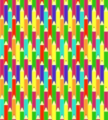 Seamless geometric pattern with colorful pencils in a flat style. Vector illustration