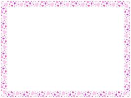 Heart frame for Valentines day. Abstract love background for your Valentines Day greeting card design. Red and rose Hearts horizontal frame isolated on transparent background. Vector illustration