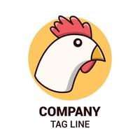 Chicken head cartoon logo, with vector illustration