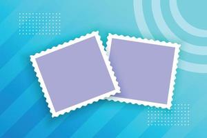Photo Frames In Blue Background With Blank Photo Frames, And Premium Vector File Download. Realistic