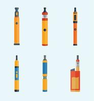 conjunto de vectores de ilustraciones de cigarrillos y humo con diseño colorido. colecciones libres de vectores libres. diseño de imágenes prediseñadas de vape.