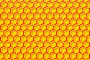 Ilustración 3d de un panal monocromático de panal naranja para miel. patrón de formas hexagonales geométricas simples, fondo de mosaico. concepto de panal de abeja, colmena foto