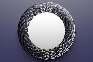 3D illustaration of a    silver torus. Fantastic cell. Simple geometric shapes