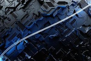 3d illustration of a realistic model of a robot or black cyber armor. photo