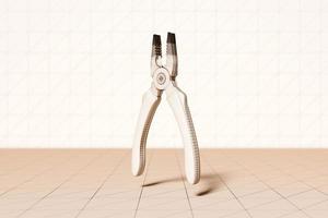 3D illustration  beige pliers hand tool isolated on  monochrome background. 3D render and illustration of repair and installation tool photo