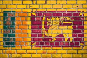 National  flag of the  Sri Lanka  on a grunge brick background. photo