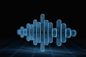 3d illustration of  design colorful abstract digital sound wave on a black background. photo