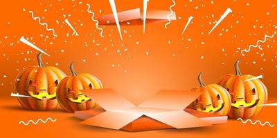 Halloween podium stage with open box, use for promotion or sale banner and event poster