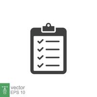 Clipboard checklist icon. Simple solid style. Document with checkmark, business agreement concept. Glyph vector illustration isolated on white background. EPS 10.