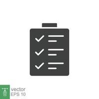 Clipboard checklist icon. Simple solid style. Document with checkmark, business agreement concept. Glyph vector illustration isolated on white background. EPS 10.