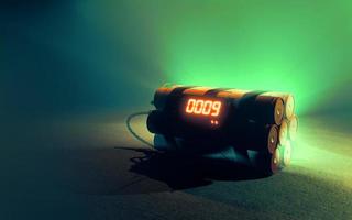 Image of a time bomb Timer counting down to detonation 3d render photo