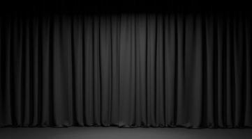 Empty theater stage with black velvet curtains. 3d illustration photo