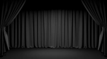 Empty theater stage with black velvet curtains. 3d illustration photo