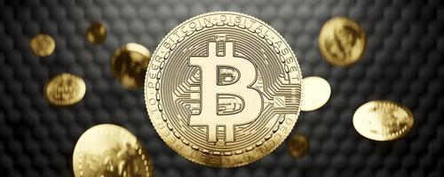 criptomoneda bitcoin la futura moneda. renderizado 3d foto