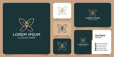 Feminine beauty flower logo design with abstract luxury leaf vector