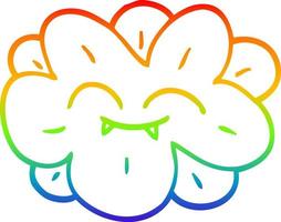 rainbow gradient line drawing cartoon flower with fangs vector