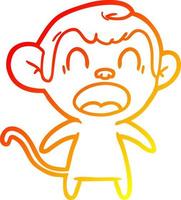 warm gradient line drawing shouting cartoon monkey vector