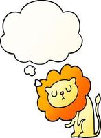 cute cartoon lion and thought bubble in smooth gradient style vector
