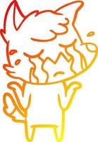 warm gradient line drawing crying fox shrugging shoulders vector