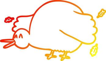 warm gradient line drawing cartoon kiwi bird flapping wings vector