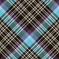 Seamless pattern in dark brown, white, bright blue and purple colors for plaid, fabric, textile, clothes, tablecloth and other things. Vector image. 2