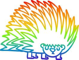 rainbow gradient line drawing cartoon spiky hedgehog vector