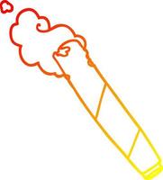 warm gradient line drawing cartoon smoking joint vector