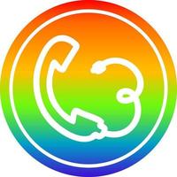 telephone handset circular in rainbow spectrum vector