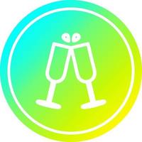 raised glasses circular in cold gradient spectrum vector