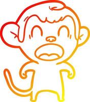 warm gradient line drawing shouting cartoon monkey vector