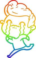 rainbow gradient line drawing cartoon man crying vector