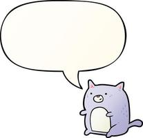 cartoon cat and speech bubble in smooth gradient style vector