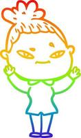 rainbow gradient line drawing cartoon woman vector