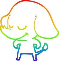 rainbow gradient line drawing cartoon smiling elephant vector