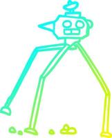 cold gradient line drawing cartoon space rocket vector