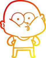 warm gradient line drawing cartoon bald man staring vector