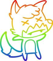 rainbow gradient line drawing cartoon dead fox vector