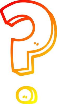 warm gradient line drawing cartoon question mark