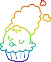 rainbow gradient line drawing cute cartoon pie vector